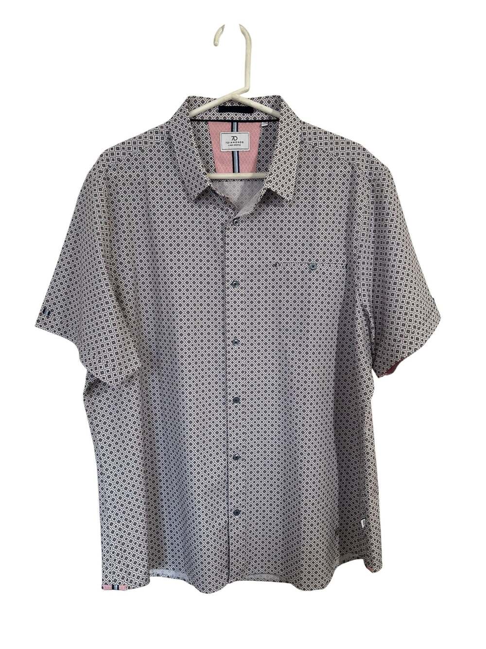 7 Diamonds Lithos 4 Way Stretch Shirt Mens XXL Geometric Performance Button Up
